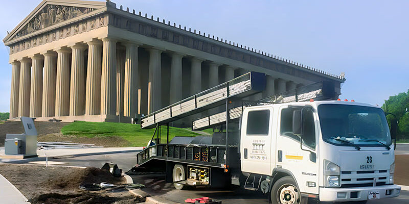 An Aqueduct Irrigation work truck on site at Centennial Park